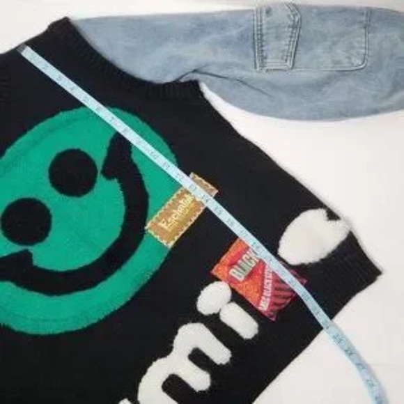 MCC STUDIOS Smiley Face Black and Green Sweater - Picture 6 of 11